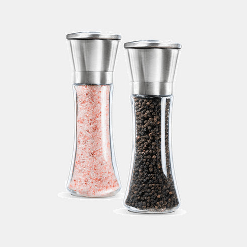 AussieSuperStore Homeware Supplies Premium Stainless Steel Salt and Pepper Grinder Set of 2 Premium Brushed Stainless Steel Salt & Pepper Mill Grinder Set of 2 CBSALTPEPPERSET2